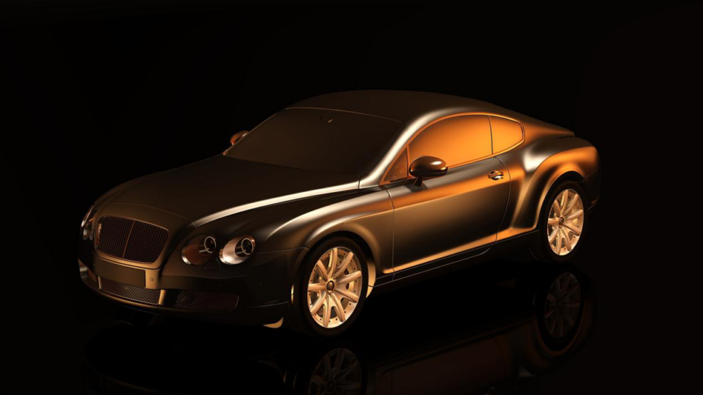 a golden Bentley Continental GTC