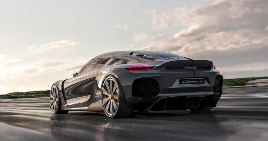 a grey Koenigsegg Gemera on the road