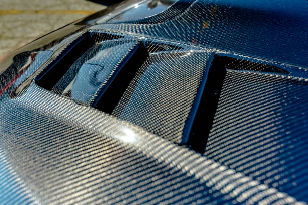 Kevlar carbon fiber texture on a car hood.